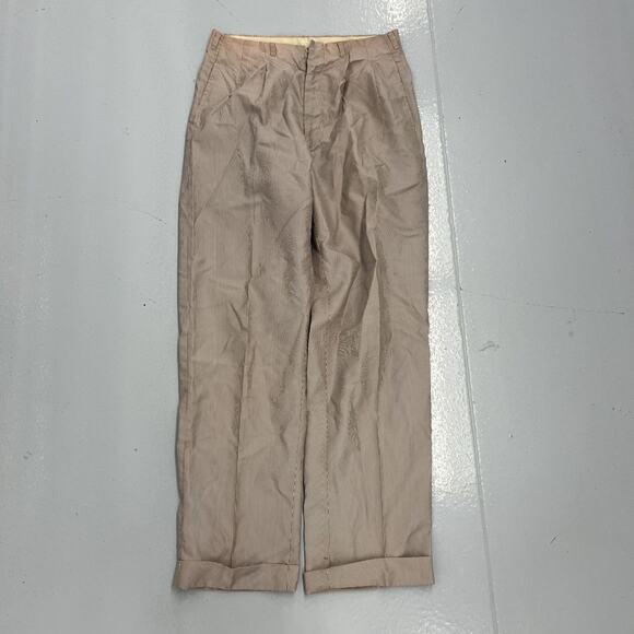 Vintage 60s Brown Striped Seersucker Nylon Trousers 32x32 - Picture 1 of 5